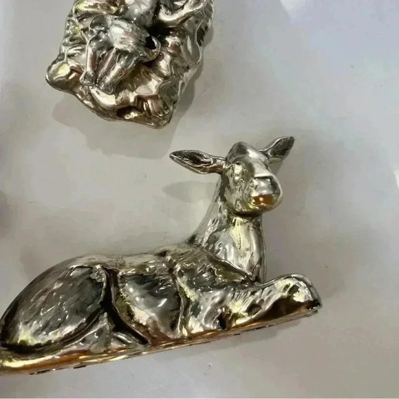 6 Piece Porcelain Silver Plated Nativity Scene Christmas Decor Holidays No Damag - Picture 12 of 12